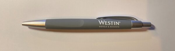 Westin Branded Retractable Pen, Gray with White Logo (500/Case)