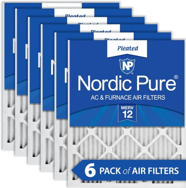 Nordic Pure 20x20x1 (19 1/2 x 19 1/2 x 3/4) Pleated MERV 12 Air Filters (6/Pack)