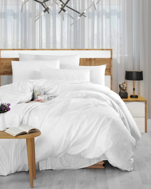 GlobalTex All White Luxury Duvet Cover With Flap, Queen (Each)