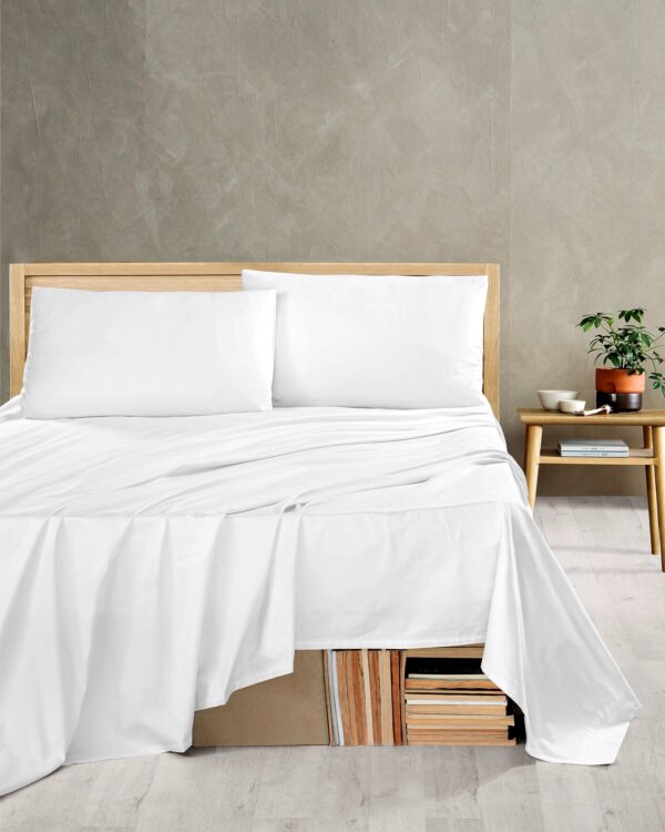 GlobalTex Lux White Flat Sheet, Queen, White (12/Case)