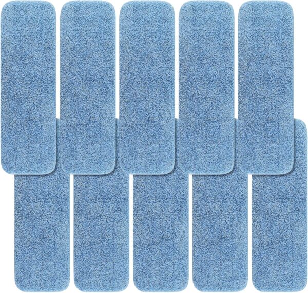 Replacement Microfiber Pad for Rubbermaid Commercial 18 Inch Mop and 17 Inch Mop - 10 Pack Wet & Dry Commercial Cleaning Refills Reusable Mop Refills Fit for Any Microfiber Flat Mop System 18" and 17" (10/Pack)