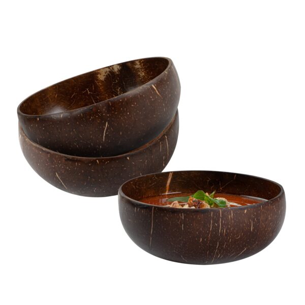 16oz. Handmade Coconut Bowl - Polished 6" x 6" x 2 1/4" (10/Case)