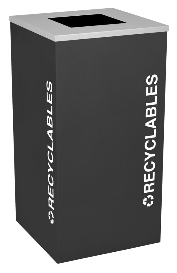 Ex-Cell Kaiser Classic Kaleidoscope 24 Gallon Square Recyclables Receptacle, Black (Each)