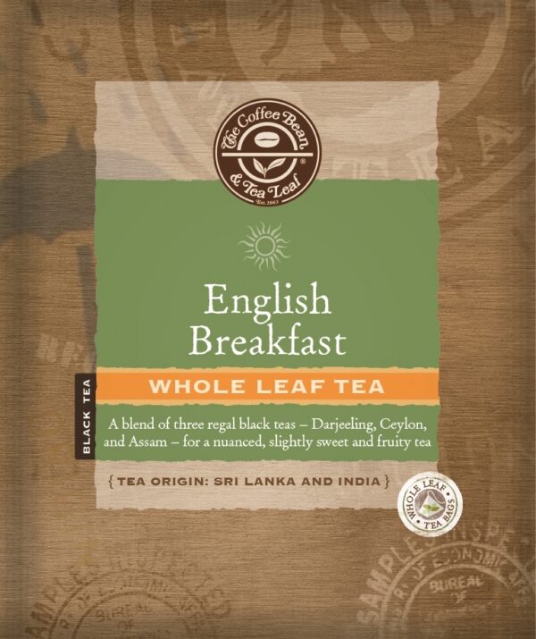 The Coffee Bean & Tea Leaf® English Breakfast Tea Bags, Regular, Trilingual (250/Case)