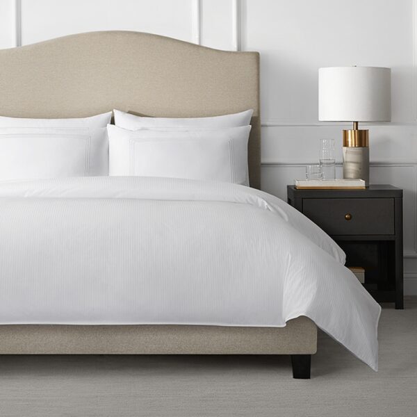 Grand Royal Duvet Cover, T250 Blend Woven Stripe, Twin 72x99, White 8" Hand Holes (6/Case)