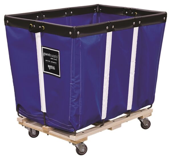 Royal Basket 12 Bushel Permanent Vinyl Liner Basket Truck, Wood Base, Caster Pattern A, Blue (Each)