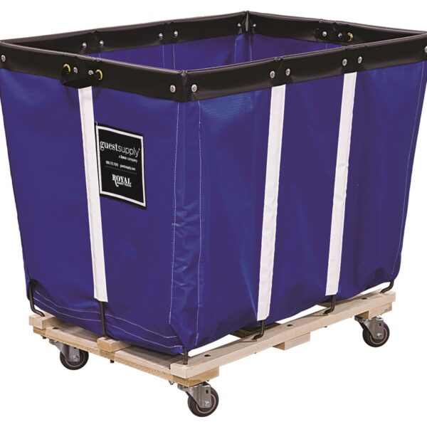 Royal Basket 12 Bushel Permanent Vinyl Liner Basket Truck, Wood Base, Caster Pattern A, Blue (Each)