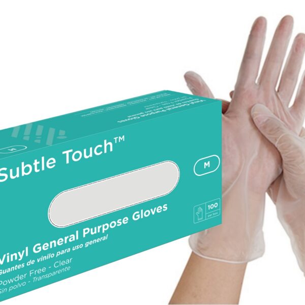 Subtle Touch Vinyl Gloves Powder Free, Clear, Medium (1000/Case)
