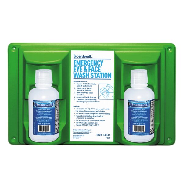 Boardwalk Emergency Eye and Face Wash Station, 16 Ounce Bottle, 2 Bottles (Each)