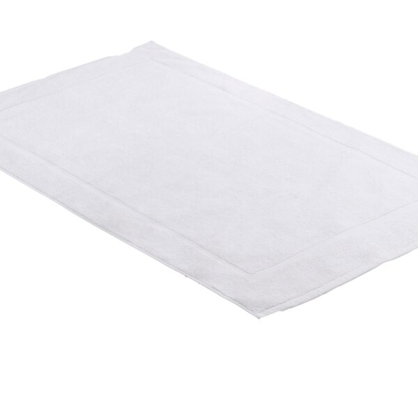 Hilton Focus Service Bath Mat, Single Frame Border, 100% Cotton, 20x30, 8lbs, White (48/Case)