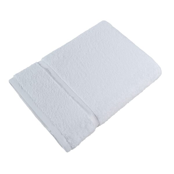 Hilton Focus Service Bath Towel, Single Dobby Border, 100% Cotton Hi-Bloom, 27x50, 14lbs, White (26/Case)