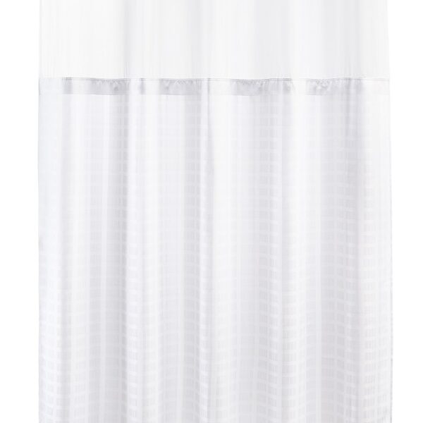 Bay Blocks Shower Curtain, 100% Polyester, Hook-Free, Windowed, 72x74, White (12/Case)