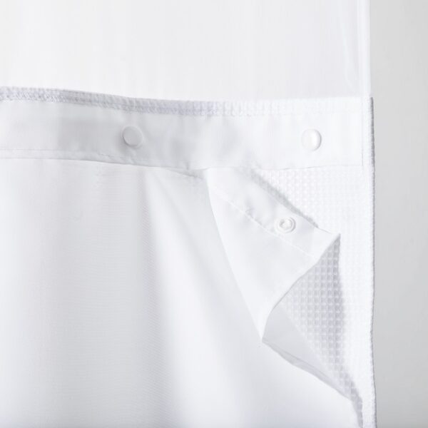 Shower Curtain Liner, 100% Polyester, Snap-In, Hook-Free, Window, 71x54, White (12/Case)
