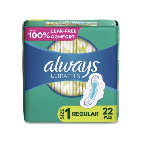 Procter & Gamble Professional Ultra Thin Pads with Wings, Size 1, Regular Absorbency, 22 Pads/Pack (12/Pack)