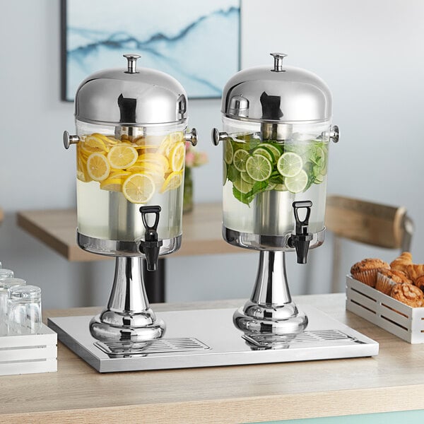 Acopa Double 2.1 Gallon Stainless Steel and Polycarbonate Beverage Dispenser (Each)