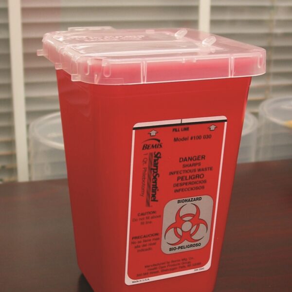 Impact® Sharps Disposal Container, 1 Quart, Translucent Red (12/Case)