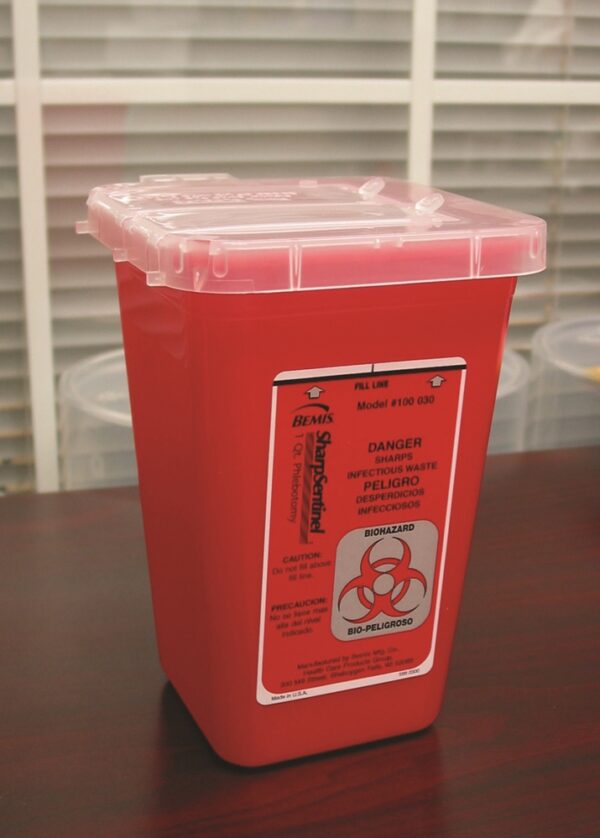 Impact® Sharps Disposal Container, 1 Quart, Translucent Red (12/Case)