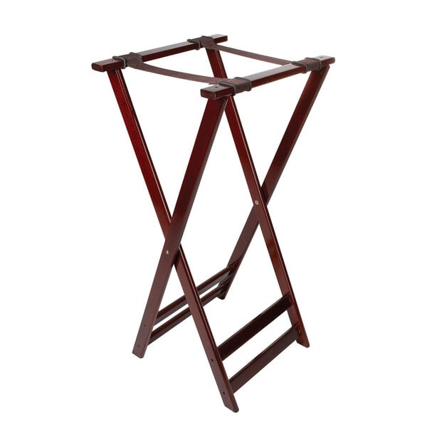 GET TSW-105 Folding Mahogany 38" Wood Tray Stand (Each)