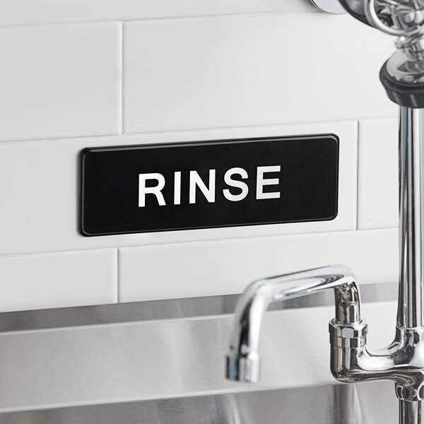 Lavex Rinse Sign - Black and White, 9" x 3" (Each)