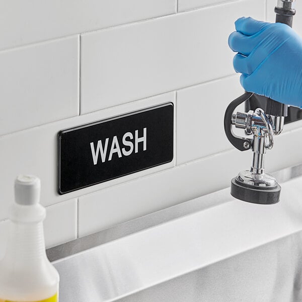 Lavex Wash Sign - Black and White, 9" x 3" (Each)