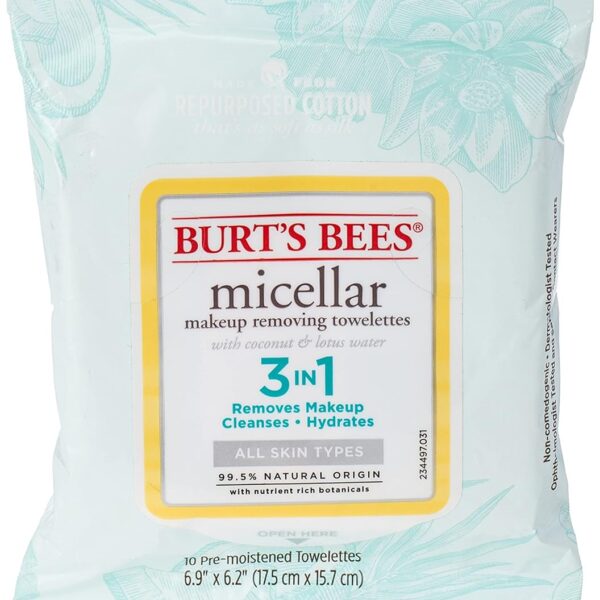 Burt's Bees Burts Bees Micellar Makeup Removing Towelettes - Coconut & Lotus Water, 10 Count (6/Pack)