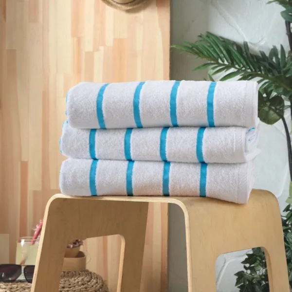 GlobalTex Turquoise Blue Stripe Pool and Beach Towel (20/Case)