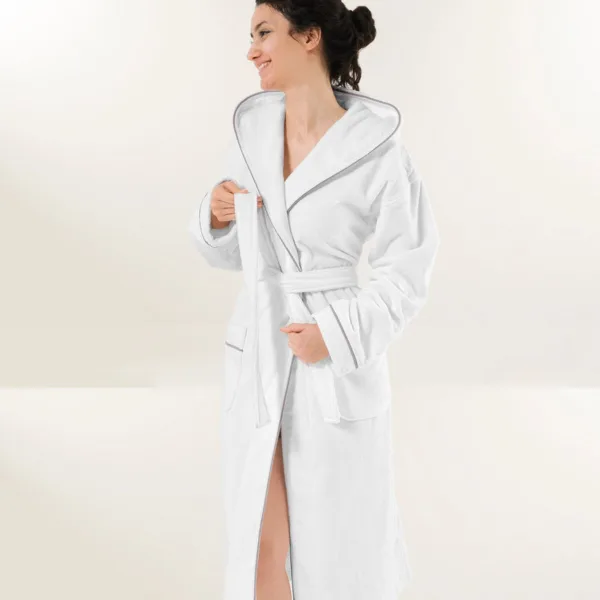 GlobalTex Velour White Bathrobe (8/Case)