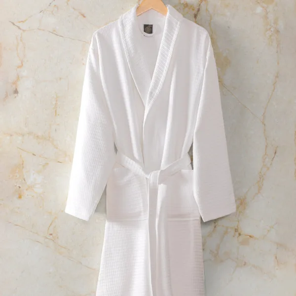 GlobalTex Waffle White Bathrobe (16/Case)