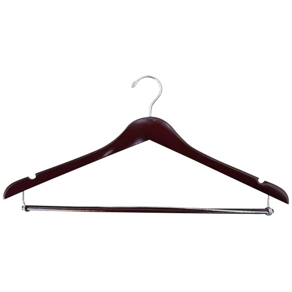 Generic 17x1/2 Standard Hook Male Hanger Mahogany Wood Chrome (100/Case)