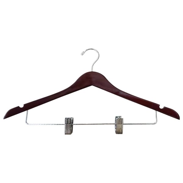 Generic 17x1/2 Standard Hook Female Hanger Mahogany Wood Chrome (100/Case)